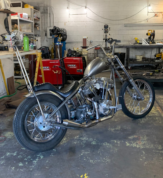 edward richie shovelhead chopper raw steel in shop