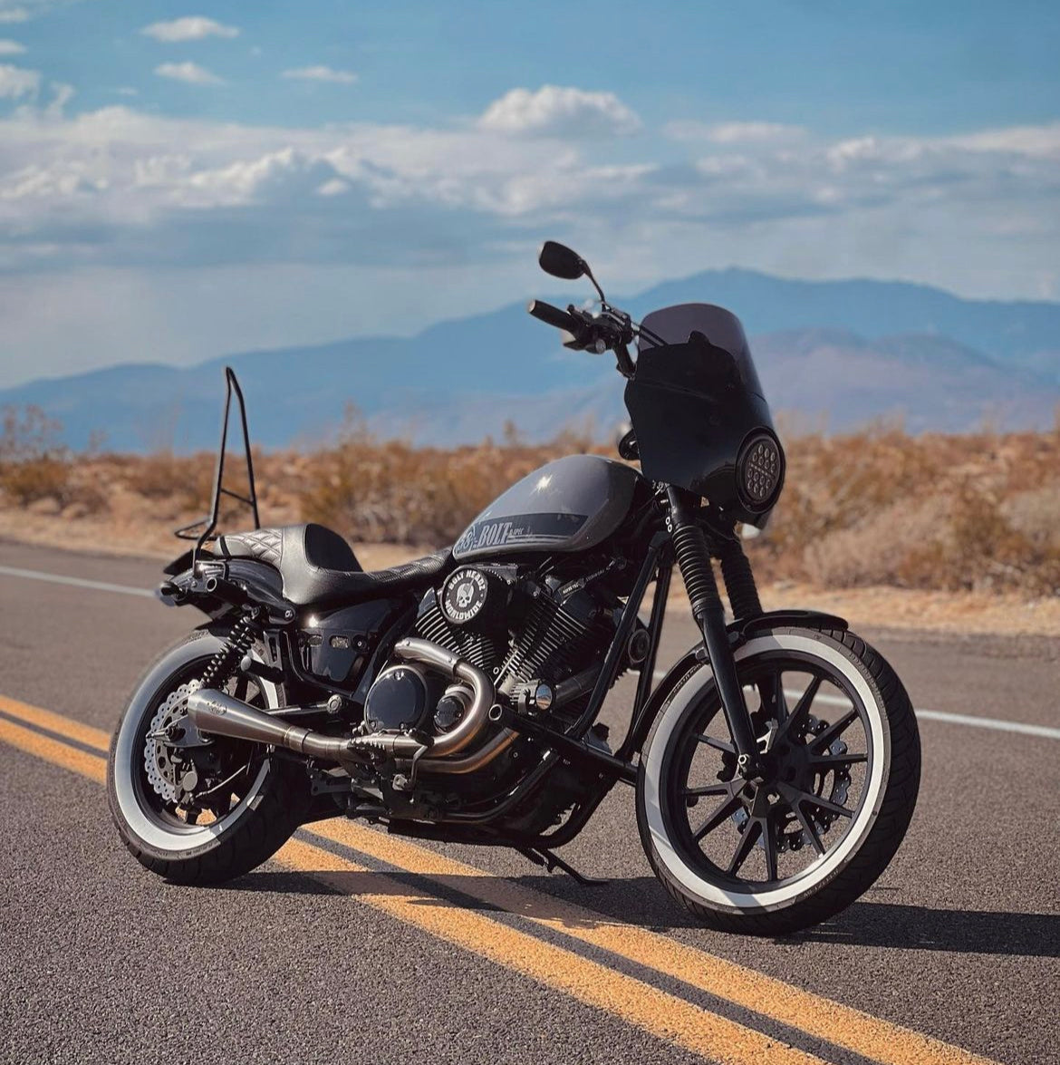 edward richie yamaha bolt pointed traveler sissy bar mounted