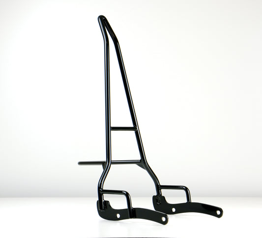 Honda rebel 1100 and 500 pointed traveler sissy bar in black angled view